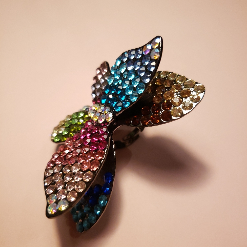 Butterfly Rhinestone Ring - Picture 3 of 4